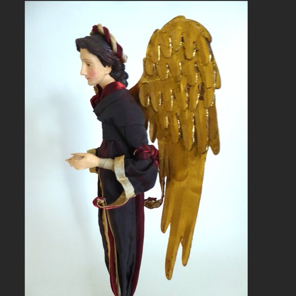 VINTAGE 19” CHRISTMAS ANGEL GOLD WINGS HOLIDAY FIGURE STATUE - Picture 11 of 11